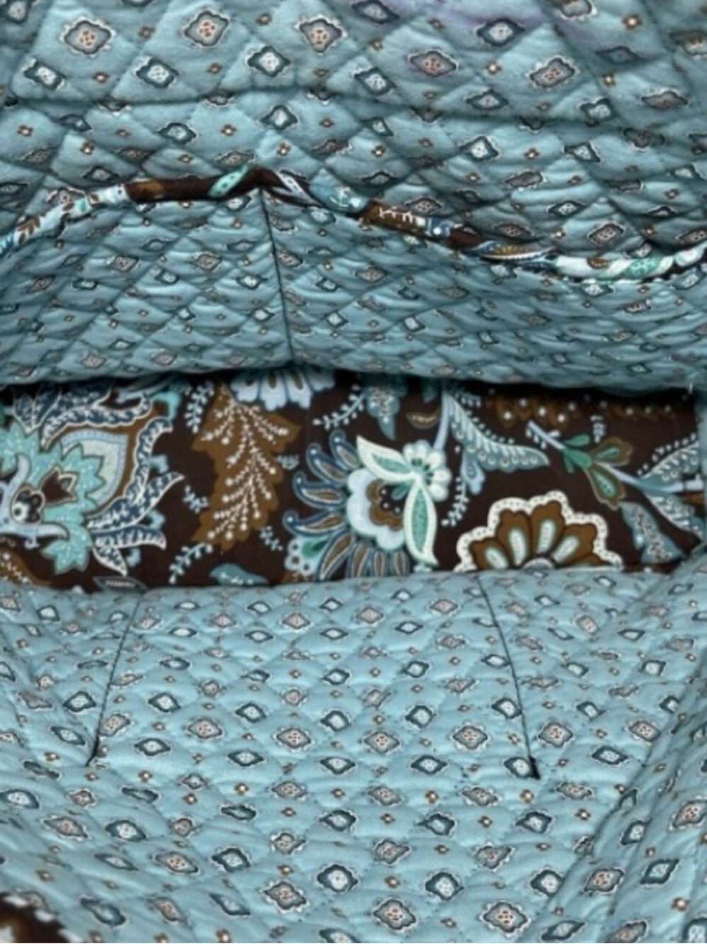 Vera Bradley Java Blue Brown & Turquoise Floral Quilted Crossbody Messenger Bag - Picture 5 of 5